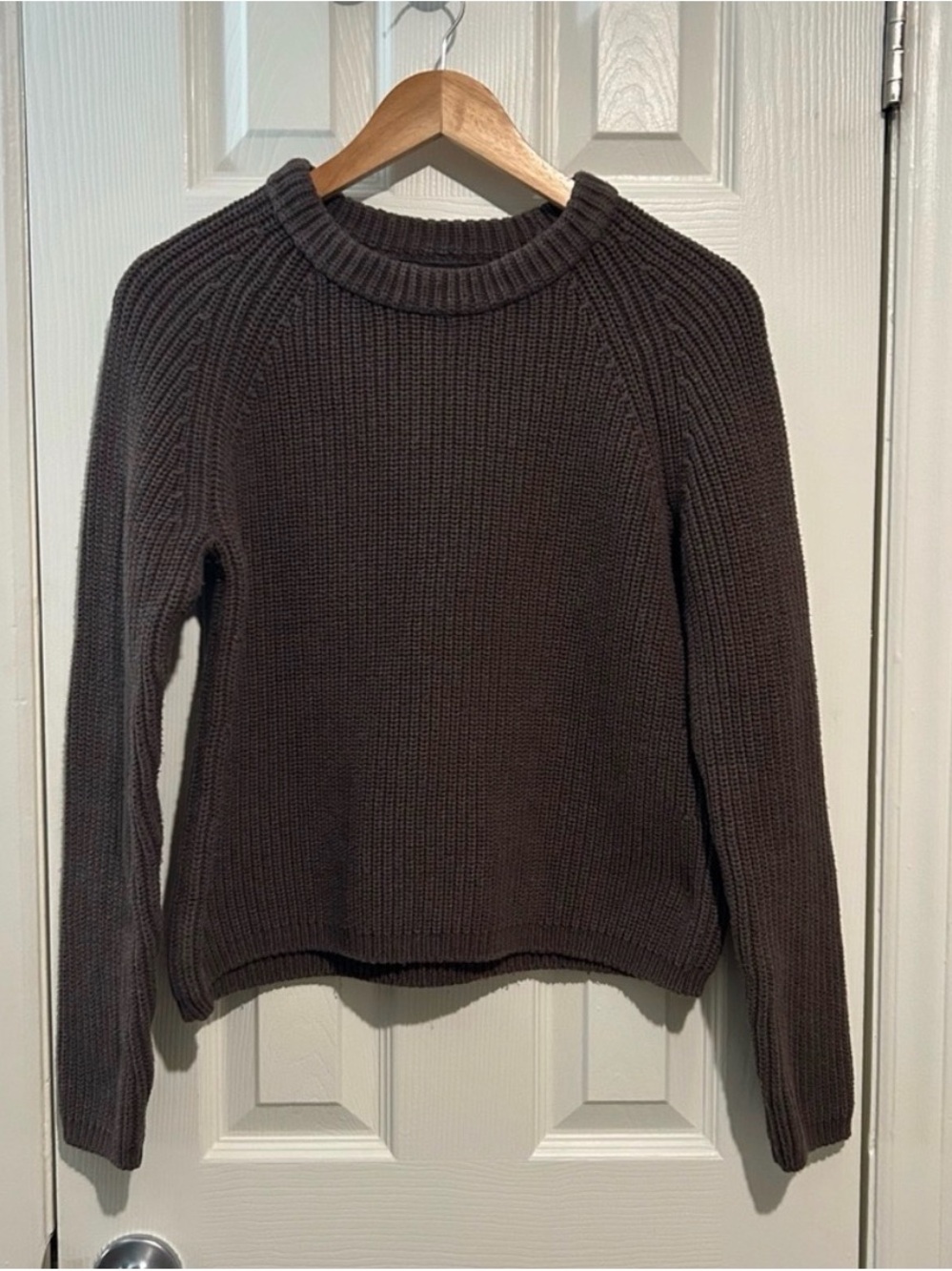 Quince Dark Brown Crewneck Chunky Knit Sweater